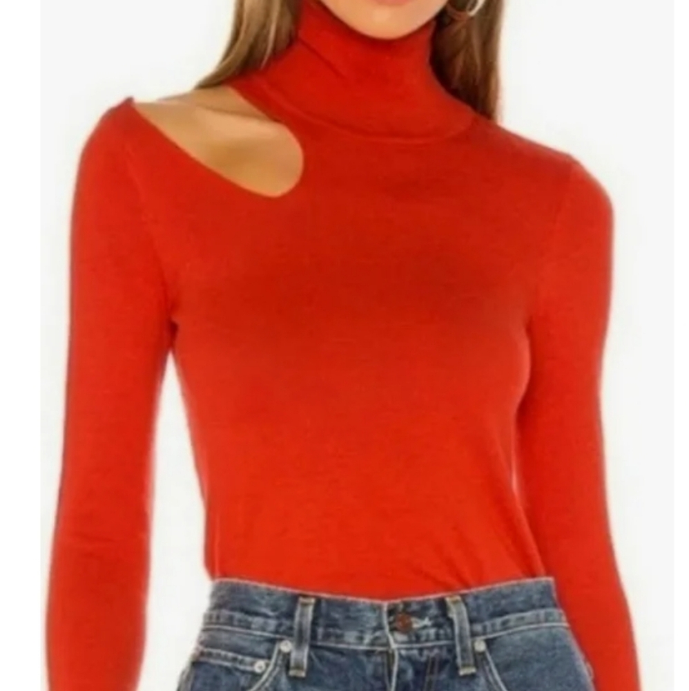 Lover's + Friends Kade Red Wool Blend Cutout Turtleneck Sweater Size S